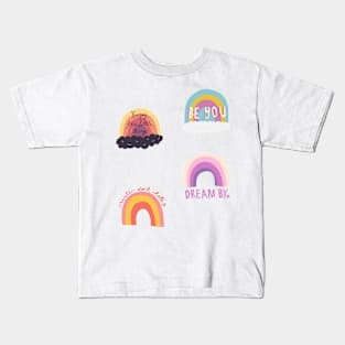 Aesthetic colorful rainbow quote pack Kids T-Shirt